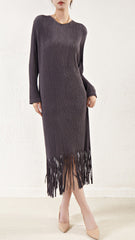 Pleated Knitted Tassel Skirt Dress – Chic and Elegant Women’s Outfit