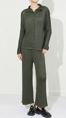 Pleated Casual Wide-Leg Pants Set – Chic Two-Piece Women’s Outfit