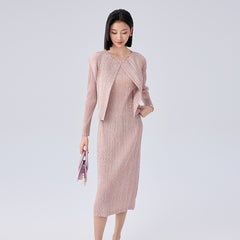 2025 Summer Pleated Two-Piece Set – Fresh Floral A-Line Skirt & Lightweight Cardigan