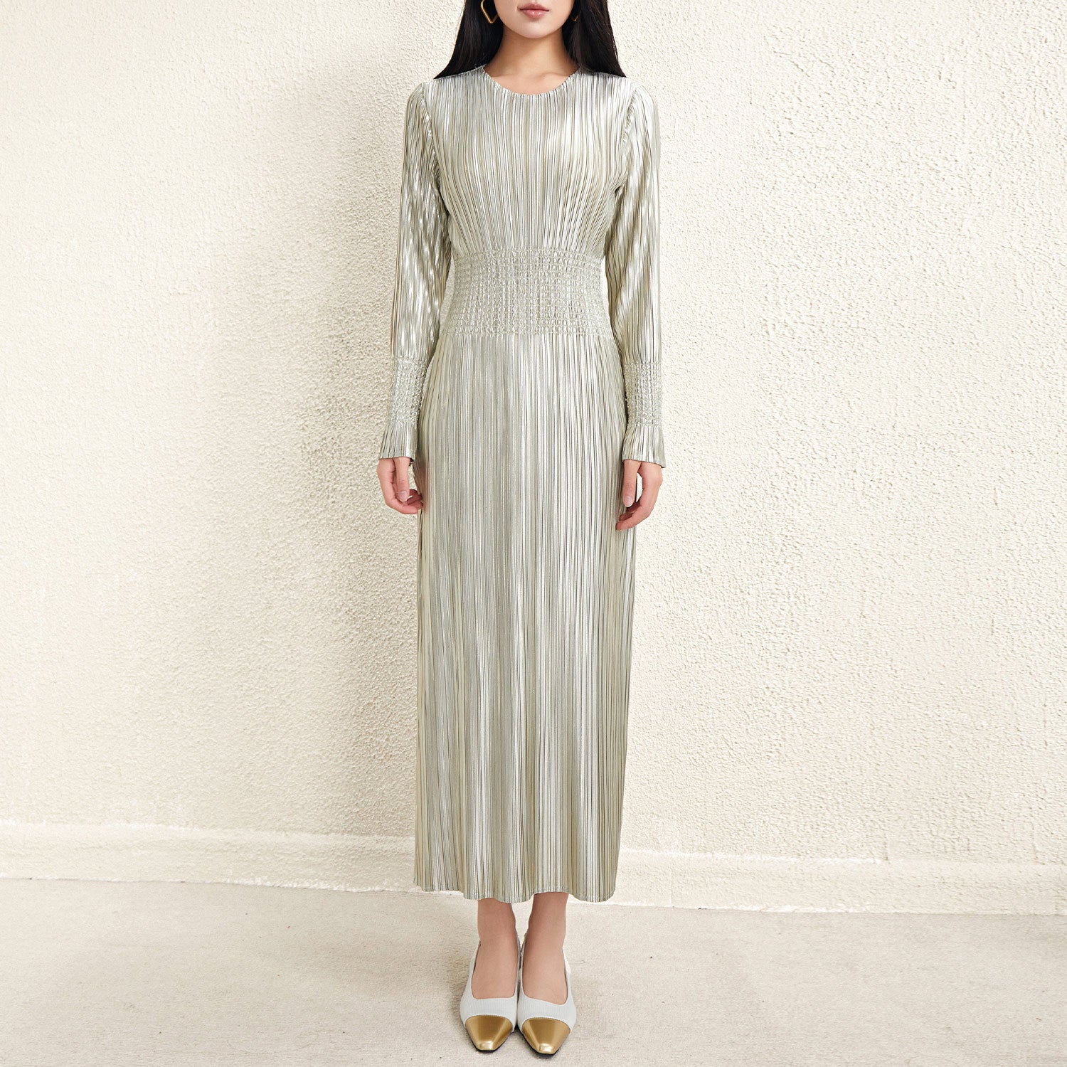Pleats Please Waist-Pleated Dress – Elegant Long Pleated Skirt Style