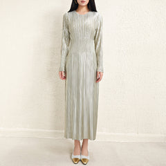Pleats Please Waist-Pleated Dress – Elegant Long Pleated Skirt Style