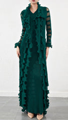Pleated Ruffle Splice Long Sleeve Dress – Elegant and Modern Women’s Outfit