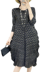 2025 Fall Winter Pleated Metallic Dress – Loose Fit, Elegant Casual Maxi Style for Women