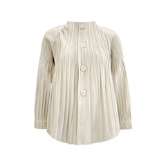 Women’s Fall Pleated Short Jacket – Slim Fit Single-Breasted Top