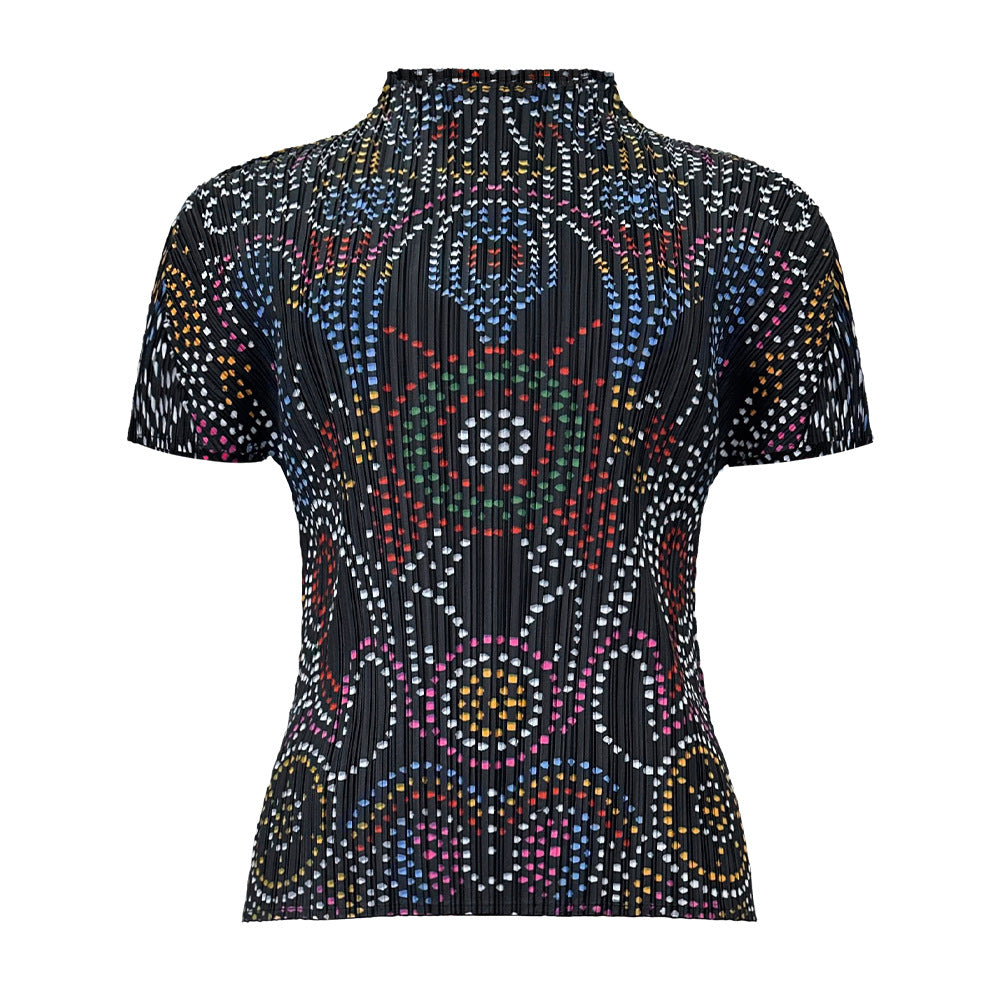 Boho Two-Piece Set – Printed Short Sleeve Top and Loose Skirt