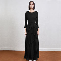 Pleated Slim Top and Irregular Skirt Set – Stylish Two-Piece Outfit for Women
