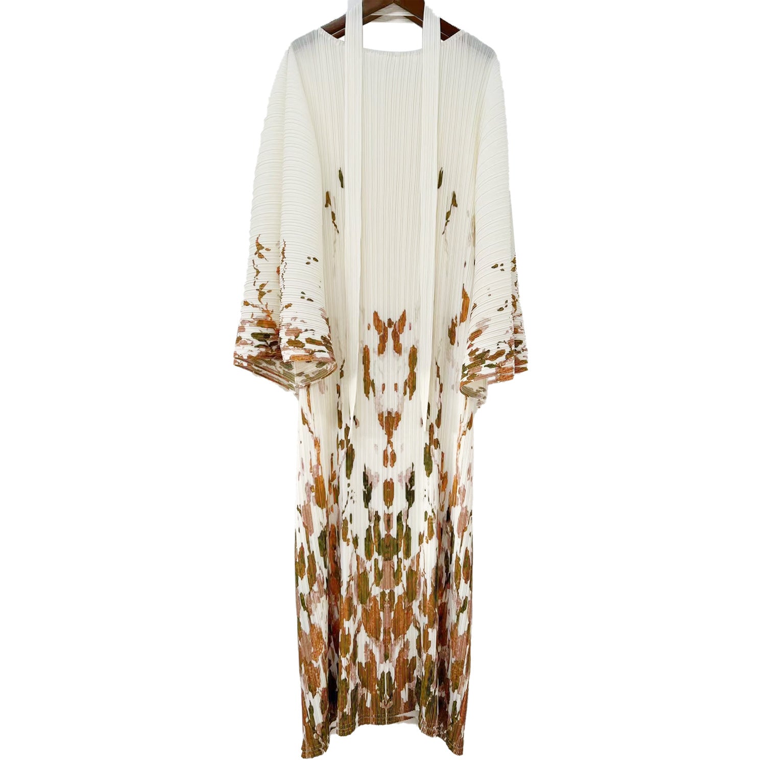 Pleated Printed Lace-Up Straight Dress – Elegant and Modern Women’s Style