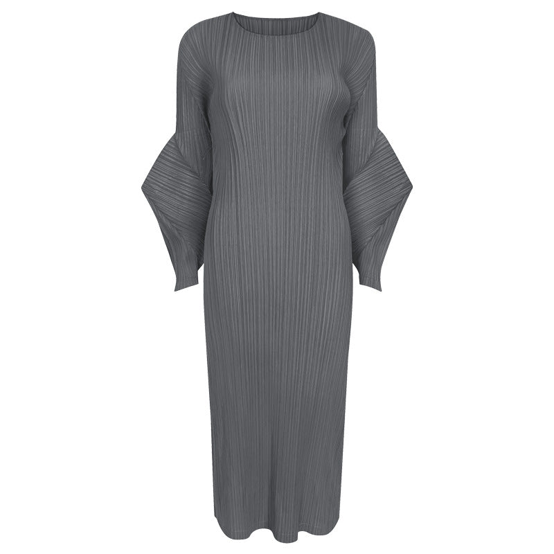 Pleated Elegant Maxi Dress – Slim High-End Women’s Fashion