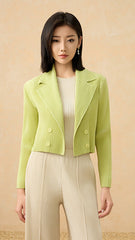 2025 Summer Pleated Cardigan Jacket – Lightweight Open-Front Layer, Slimming & Versatile  描述