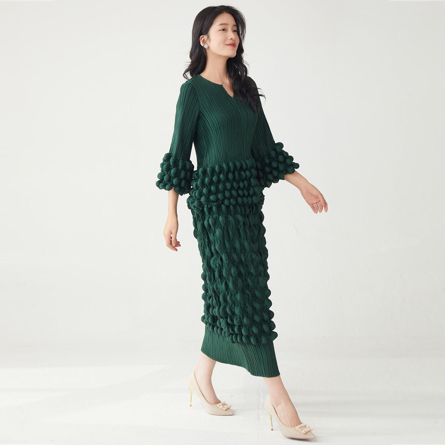 Pleats Please Two-Piece Set – Pleated T-Shirt Top & Skirt for Spring