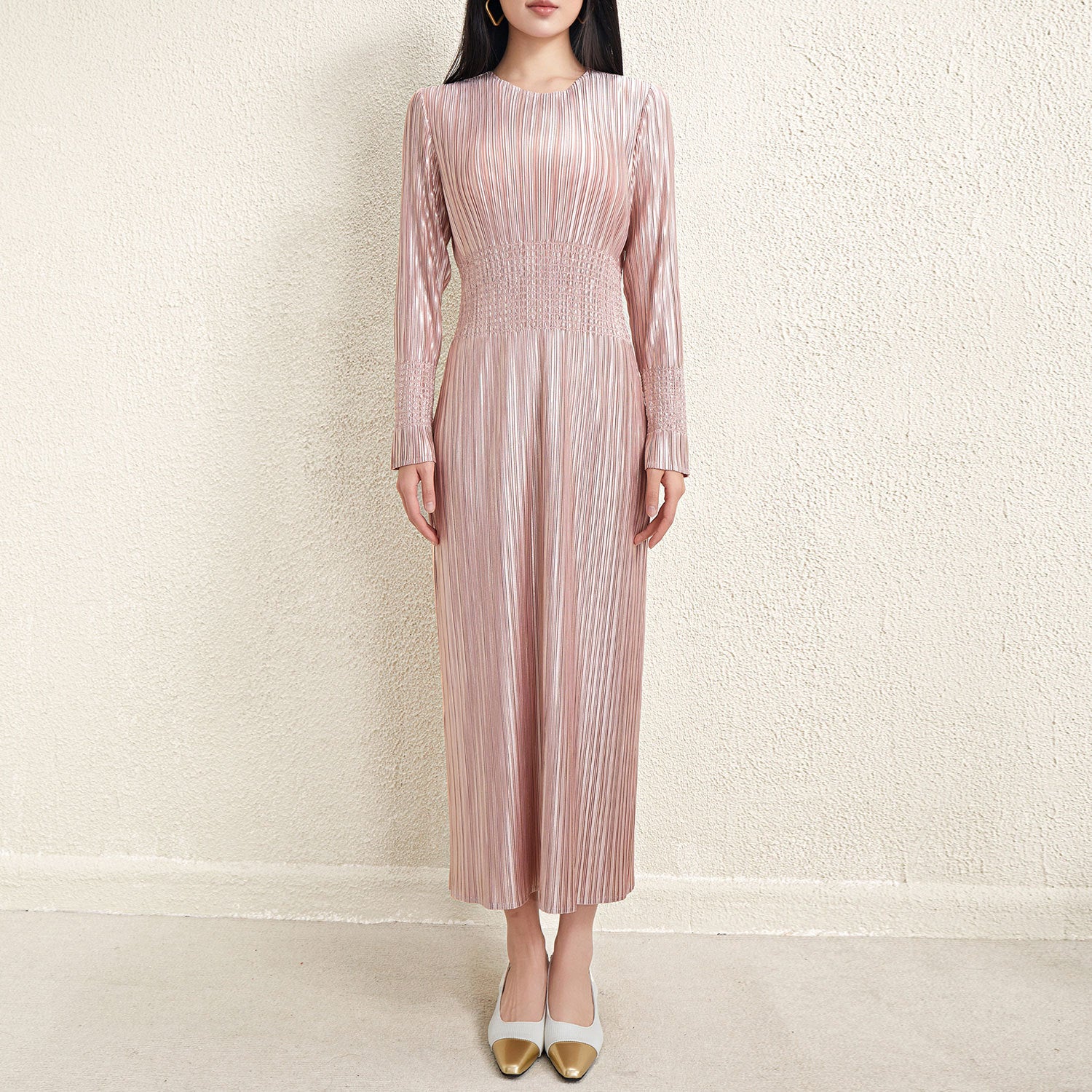 Pleats Please Waist-Pleated Dress – Elegant Long Pleated Skirt Style