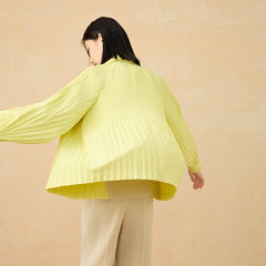 Pleated Trench Coat – Loose Fit Solid Color Cardigan