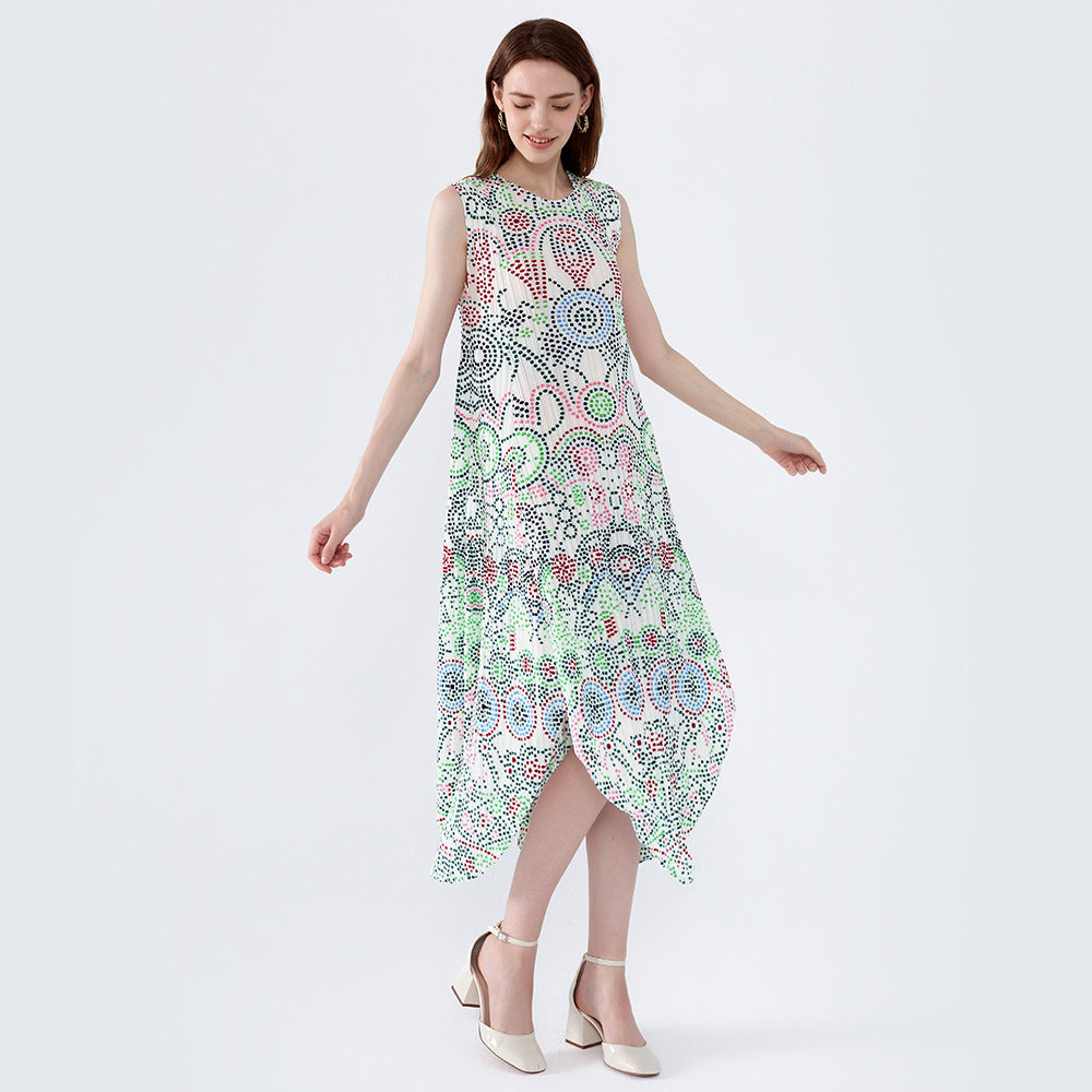 Boho Polka Dot Dress – Irregular Print Casual Loose Slimming Dress