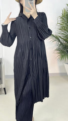 2025 Fall Winter Pleated Hooded Trench Coat – Lightweight Long Jacket, Loose Casual Style for Women