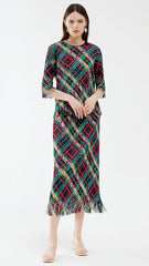 Pleats Please Two-Piece Set – Rhombic Pleated Top & Tassel A-Line Skirt