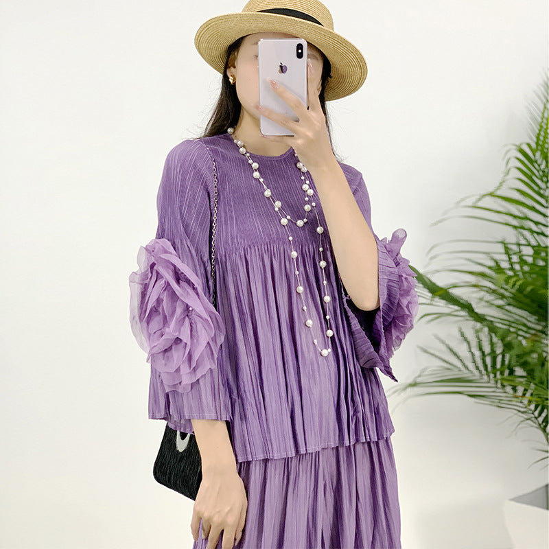 Pleated Spring 2024 New Miyake Plus Size Casual Suit Women's Loose High Stretch Comfortable Fat MM Women's Pleated Jacket