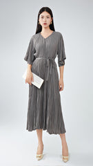 Pleats Please Plus-Size Summer Dress – Loose Fit Pleated Maxi, Casual Slimming Style