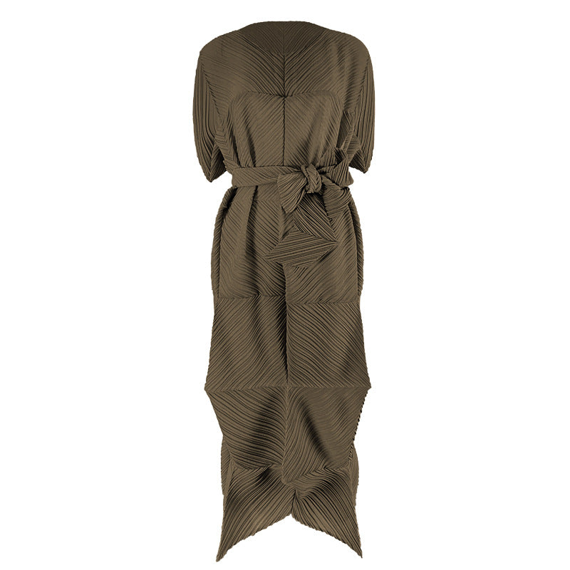 Pleated Yellow Chiffon Midi Dress – Elegant Fairy-Inspired Style