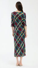 Pleats Please Two-Piece Set – Rhombic Pleated Top & Tassel A-Line Skirt