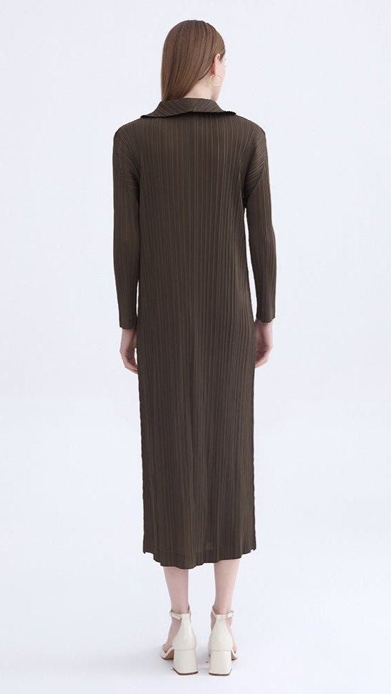 Elongated casual draped Miyake fashion cardigan top 2025 new pleated casual loose coat
