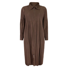 Pleats Please Zipper Windbreaker – Pleated Mid-Length Trench Coat