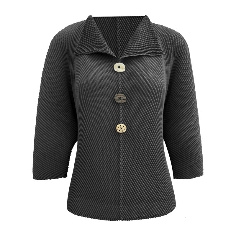 Women’s Fall Pleated T-Shirt – Casual Comfortable Top