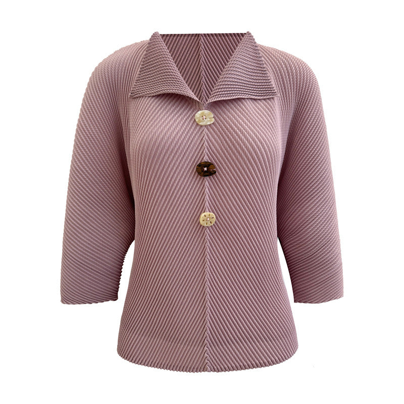 Women’s Fall Pleated T-Shirt – Casual Comfortable Top