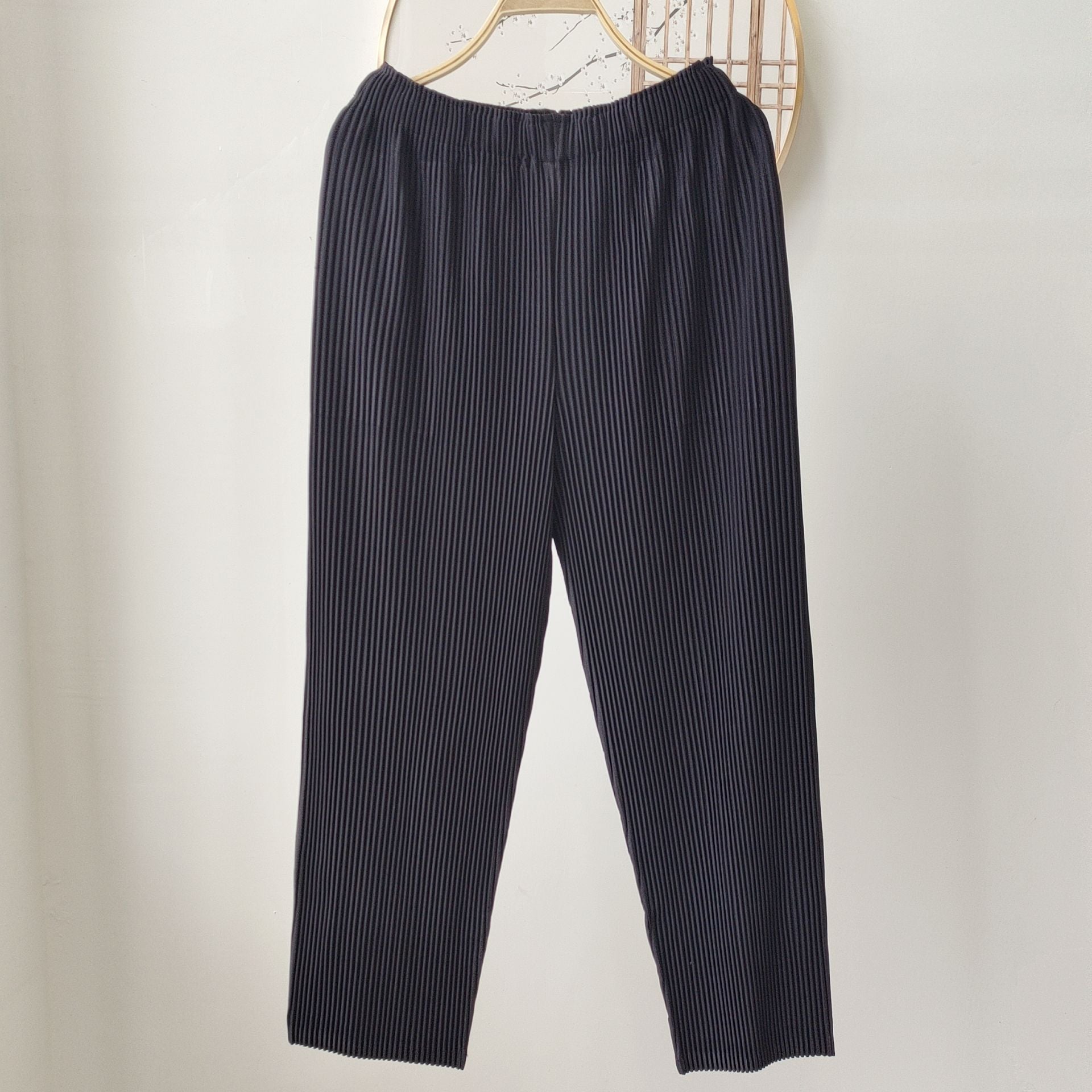 Pleated Two-Piece Set – Lace-Up Cardigan Jacket & Cropped Pants, Casual Chic Style