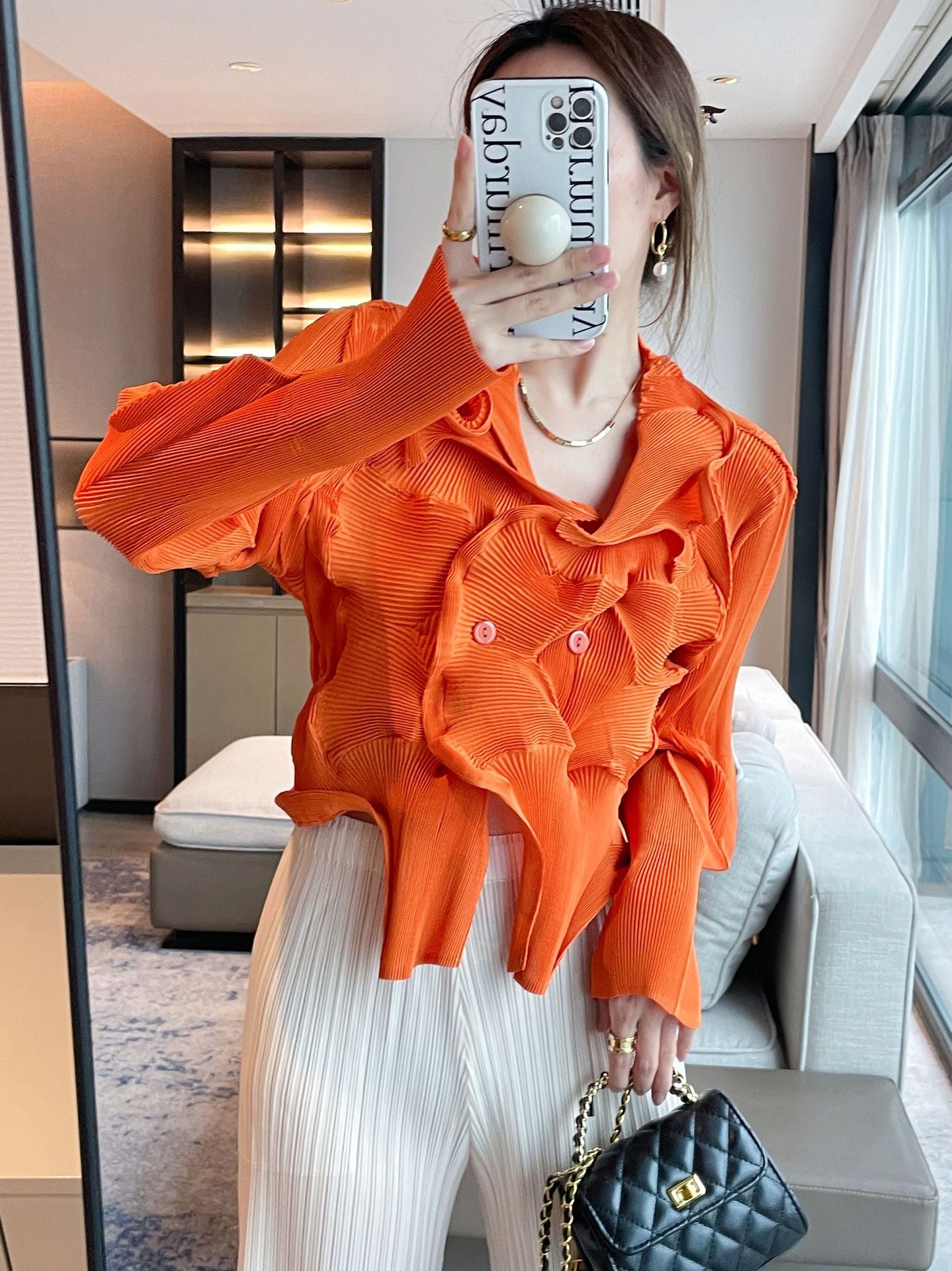 2025 Fall Winter Pleated Architectural Jacket – Limited Edition Irregular Bud Pleat Cardigan