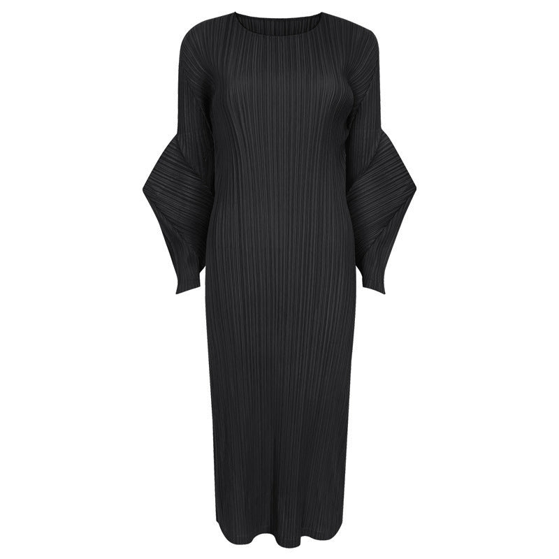 Pleated Elegant Maxi Dress – Slim High-End Women’s Fashion