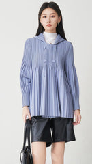 Pleats Please Hooded Cardigan Jacket – Loose Casual Pleated Outerwear