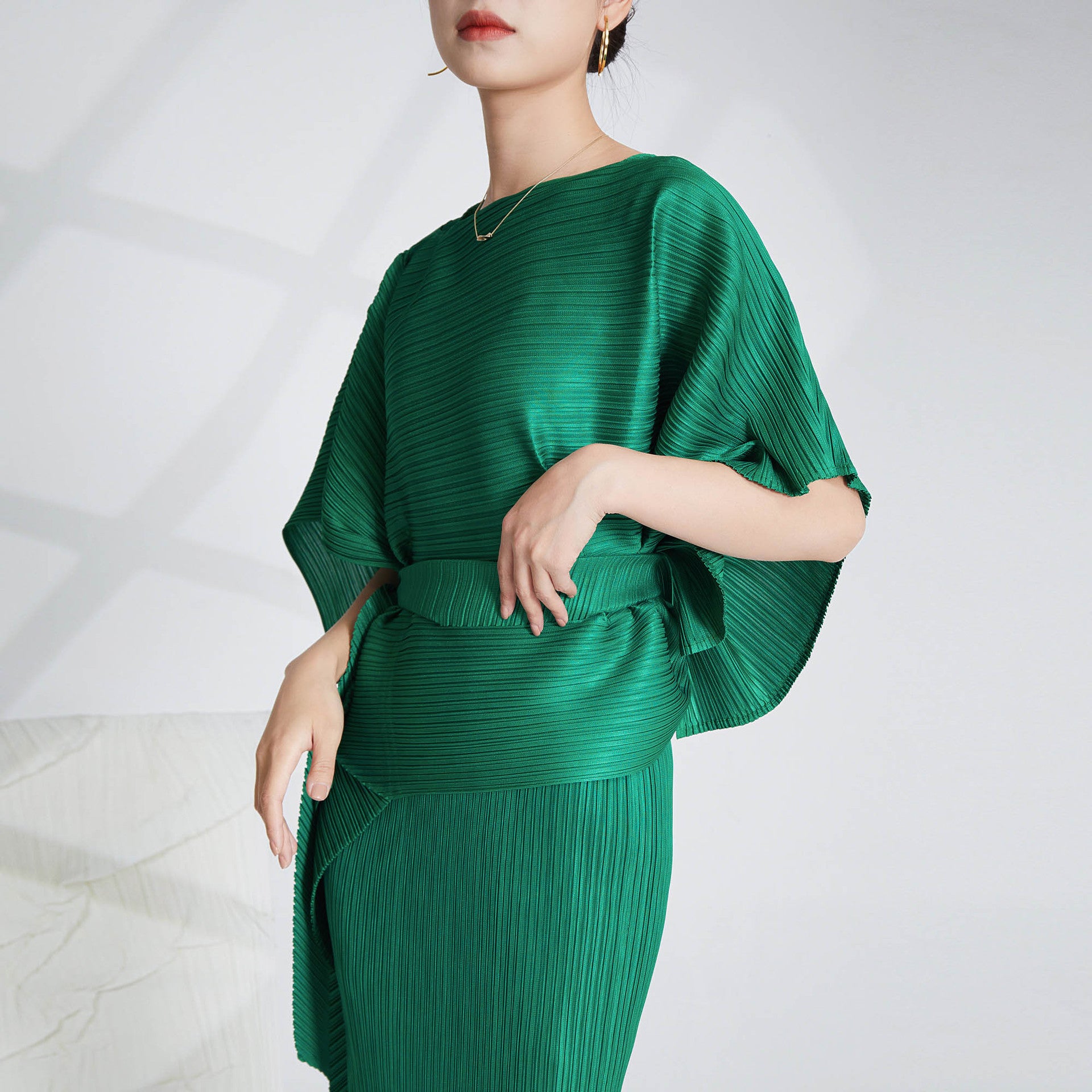 Issey Miyake Pleats Please Style – 兩件套吊帶裙套頭衫套裝