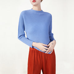 Irregular Hem Pleated Long-Sleeve Top – Unique Spring/Autumn Statement Piece